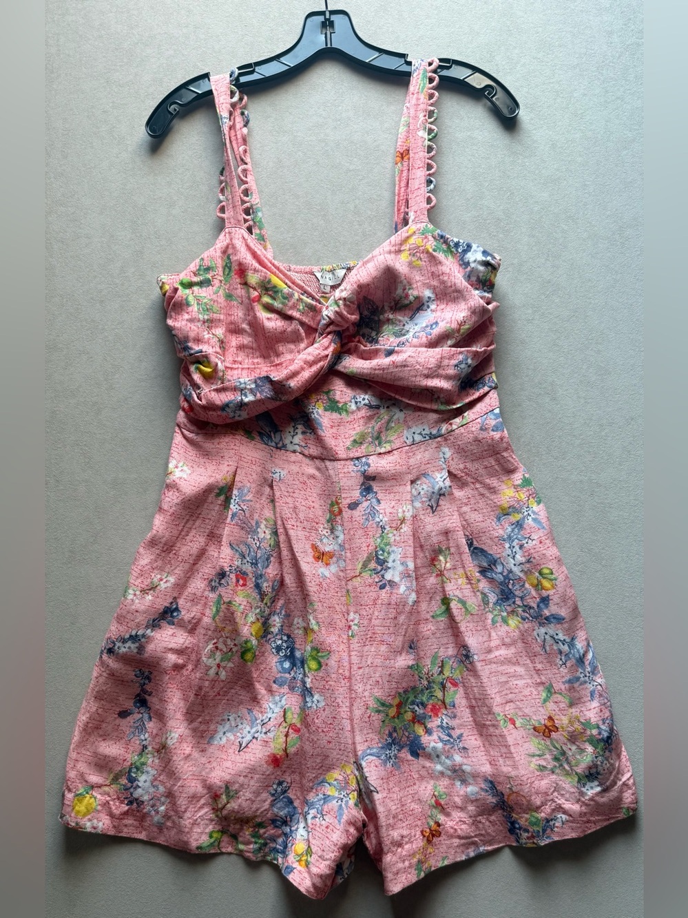 Ranna Gill Pink Floral Tie-Front Romper